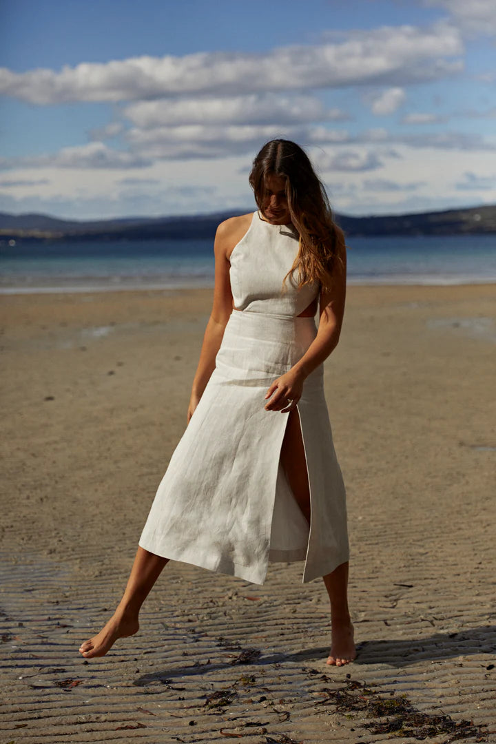 Victoria Bliss | She Is Fearless Midi Dress - Natural