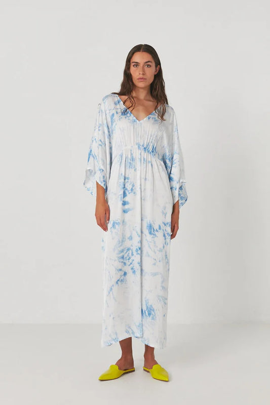 Rabens Saloner | Lucca Fracture Kaftan - Blue White Combo