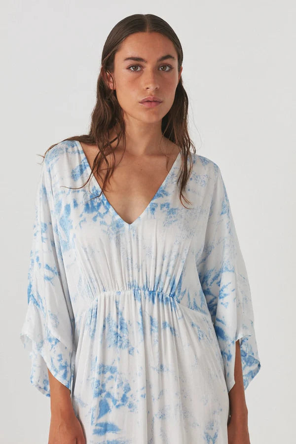 Rabens Saloner | Lucca Fracture Kaftan - Blue White Combo