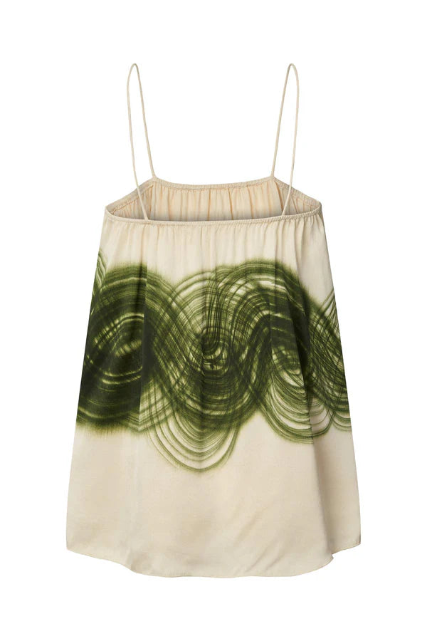 Rabens Saloner | Magny Swirl String Elastic Cami - Olive Chalk