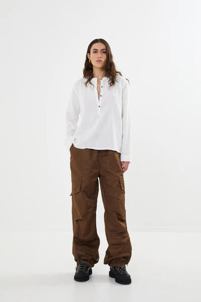 Rabens Saloner | Justa Nylon Pants - Coffee