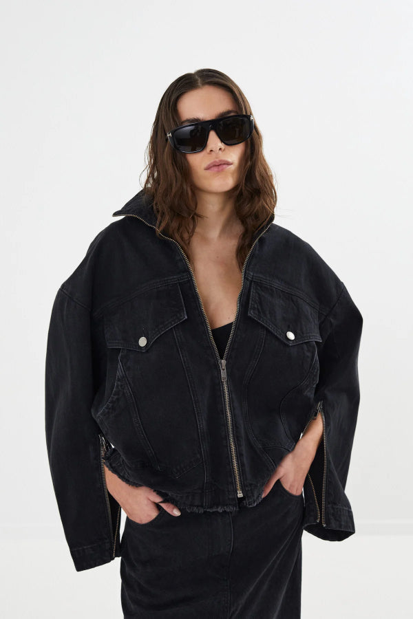 Rabens Saloner | Loretta Denim Jacket - Washed Black