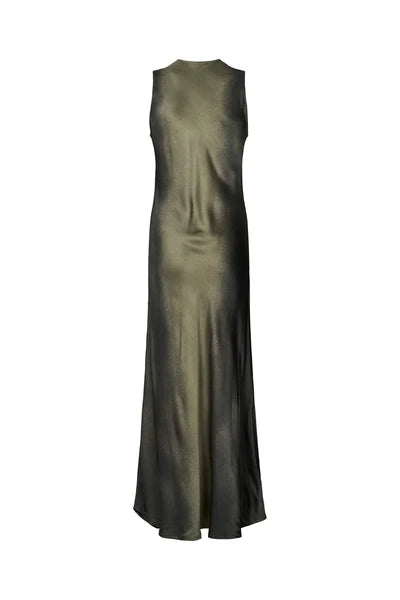 Rabens Saloner | Venus Graffiti Bias Dress - Olive Charcoal Combo