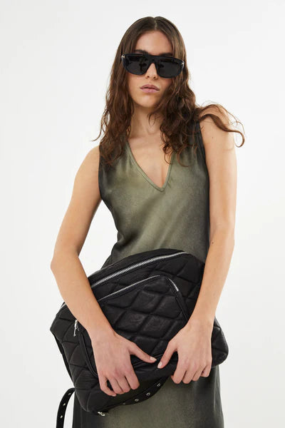 Rabens Saloner | Venus Graffiti Bias Dress - Olive Charcoal Combo