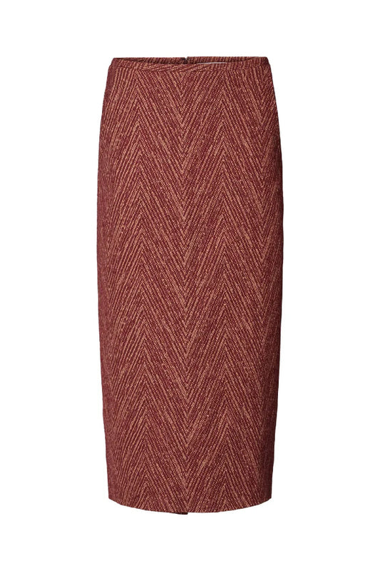 Rabens Saloner | Luzie Herringbone Skirt - Burgundy