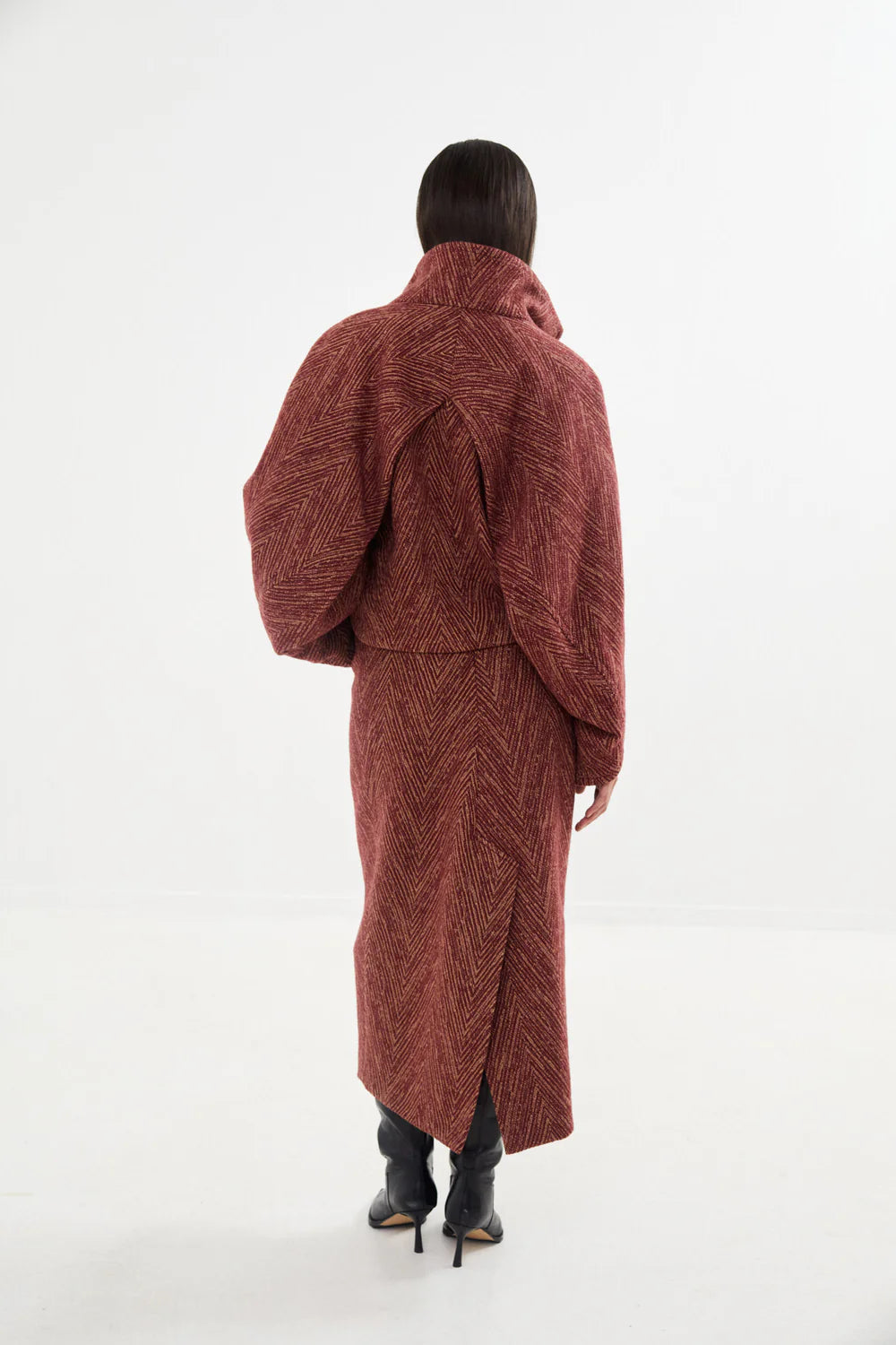 Rabens Saloner | Luzie Herringbone Skirt - Burgundy