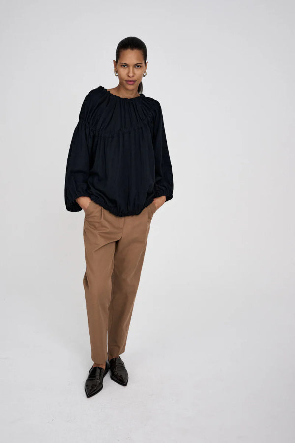 Rabens Saloner | Lotte Cotton Top - Black