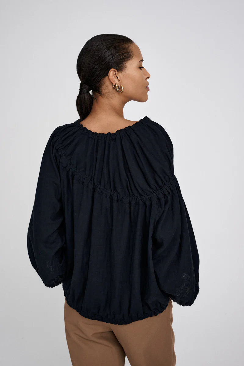 Rabens Saloner | Lotte Cotton Top - Black