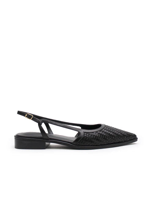 La Tribe | Woven Sling Back Flat - Black