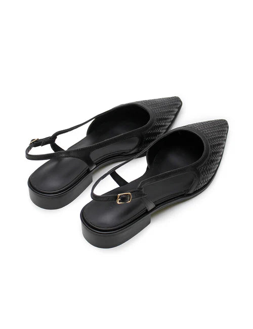 La Tribe | Woven Sling Back Flat - Black