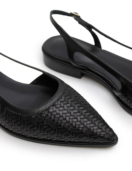 La Tribe | Woven Sling Back Flat - Black