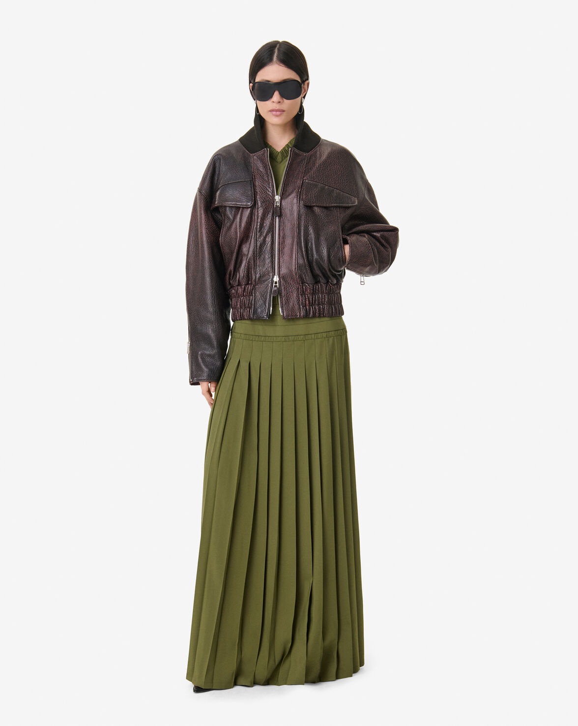 IRO | Aster Bomber Jacket - Chocolate Grained Leather