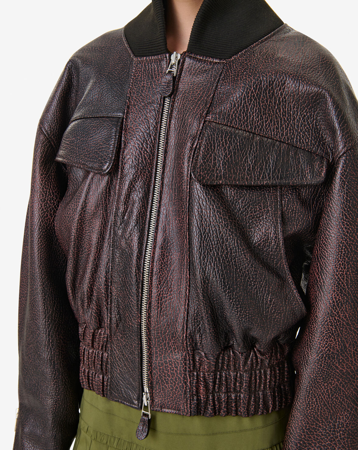 IRO | Aster Bomber Jacket - Chocolate Grained Leather
