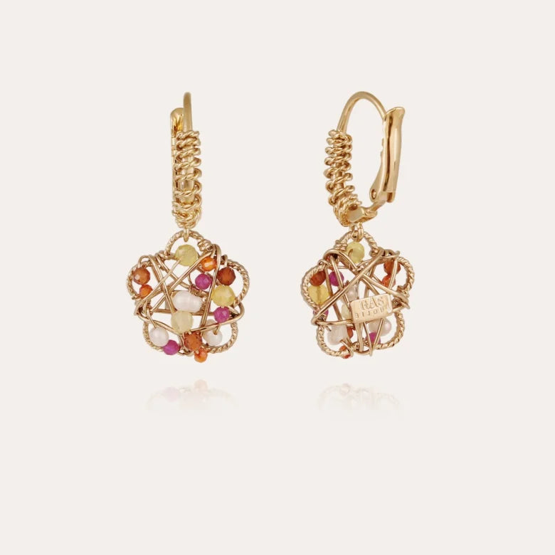 Gas Bijoux | Tao Flower Earrings - Gold/Blue Multi