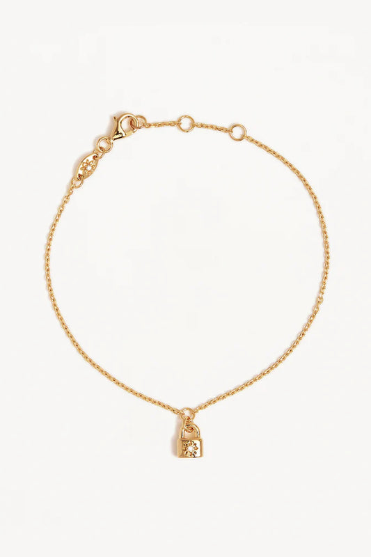 By Charlotte | Crystal Lotus Padlock Bracelet - Gold