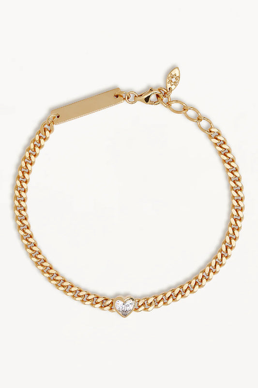 By Charlotte | Radiant Heart Curb Bracelet - Gold