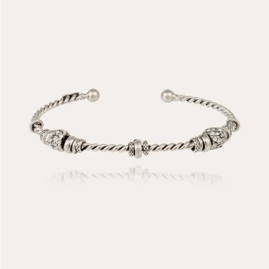 Gas Bijoux | Torsade 3 Strass Bangle - Silver