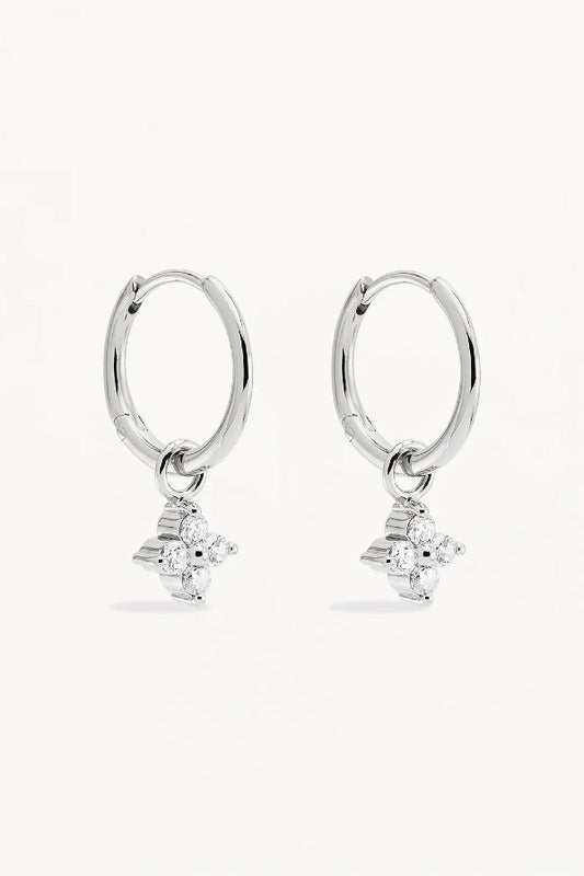 By Charlotte | Crystal Bloom Hoops - Silver