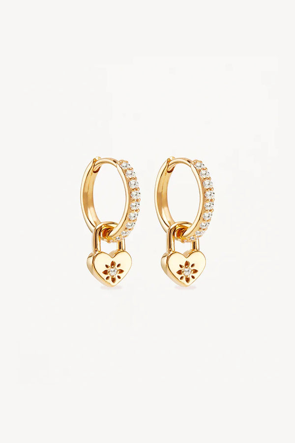 By Charlotte | Love Unlocked Padlock Hoops - Gold