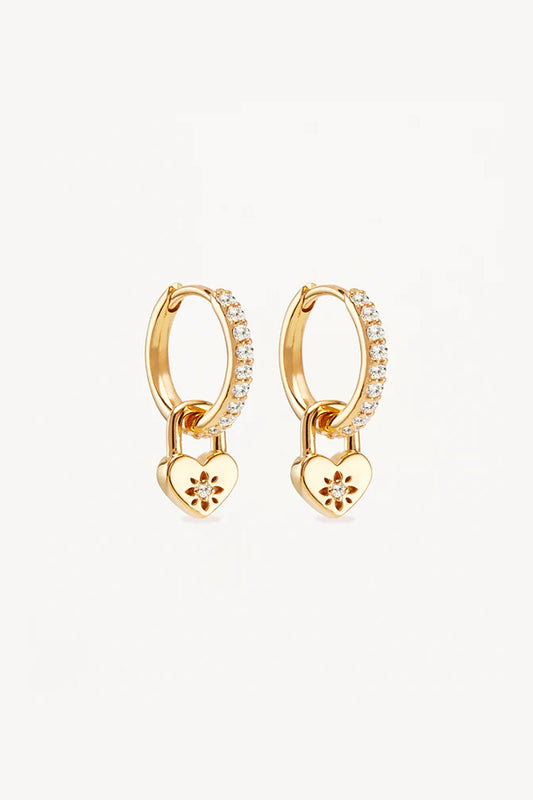 By Charlotte | Love Unlocked Padlock Hoops - Gold