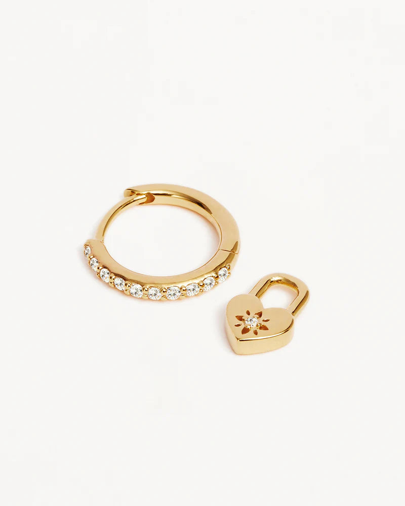 By Charlotte | Love Unlocked Padlock Hoops - Gold