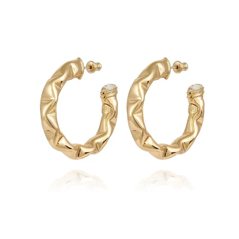 Gas Bijoux | Moki Cabochons Hoop Earrings - Gold/White