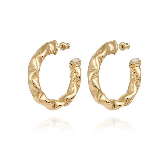 Gas Bijoux | Moki Cabochons Hoop Earrings - Gold/White