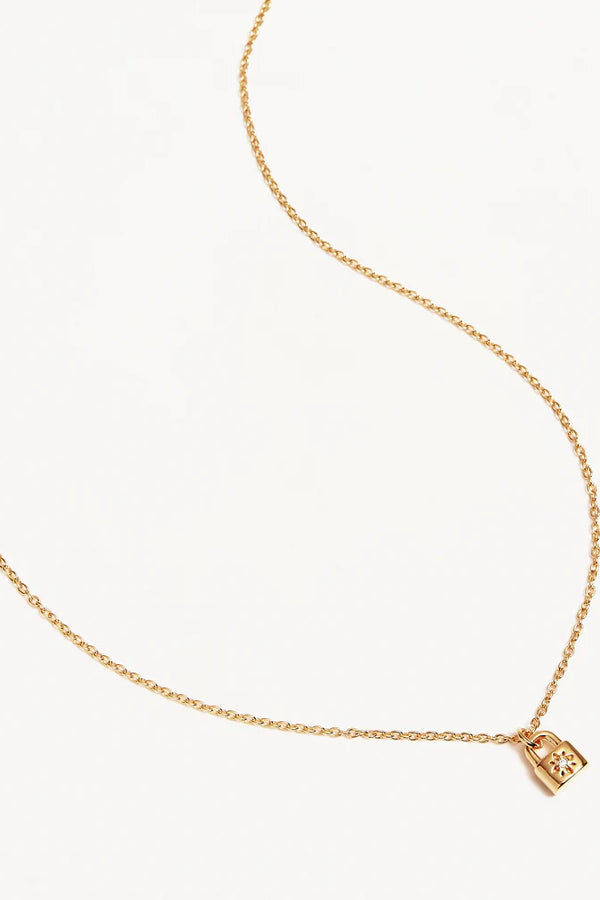 By Charlotte | Crystal Lotus Padlock Necklace - Gold