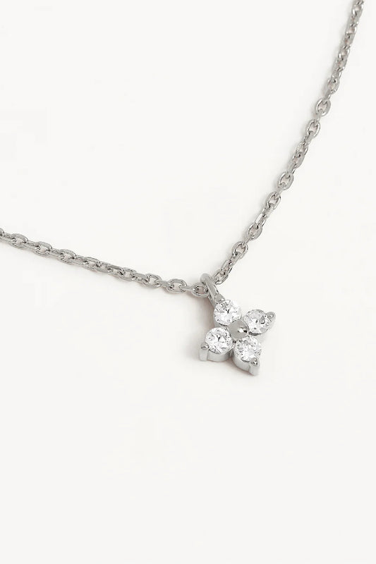 By Charlotte | Crystal Bloom Necklace - Silver