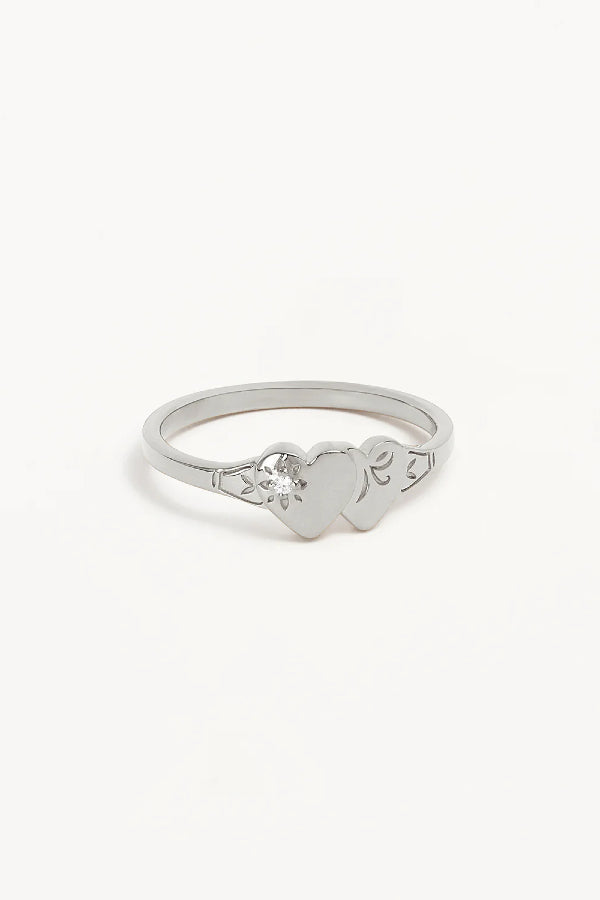 By Charlotte | Forever Intertwined Heart Signet Ring - Silver