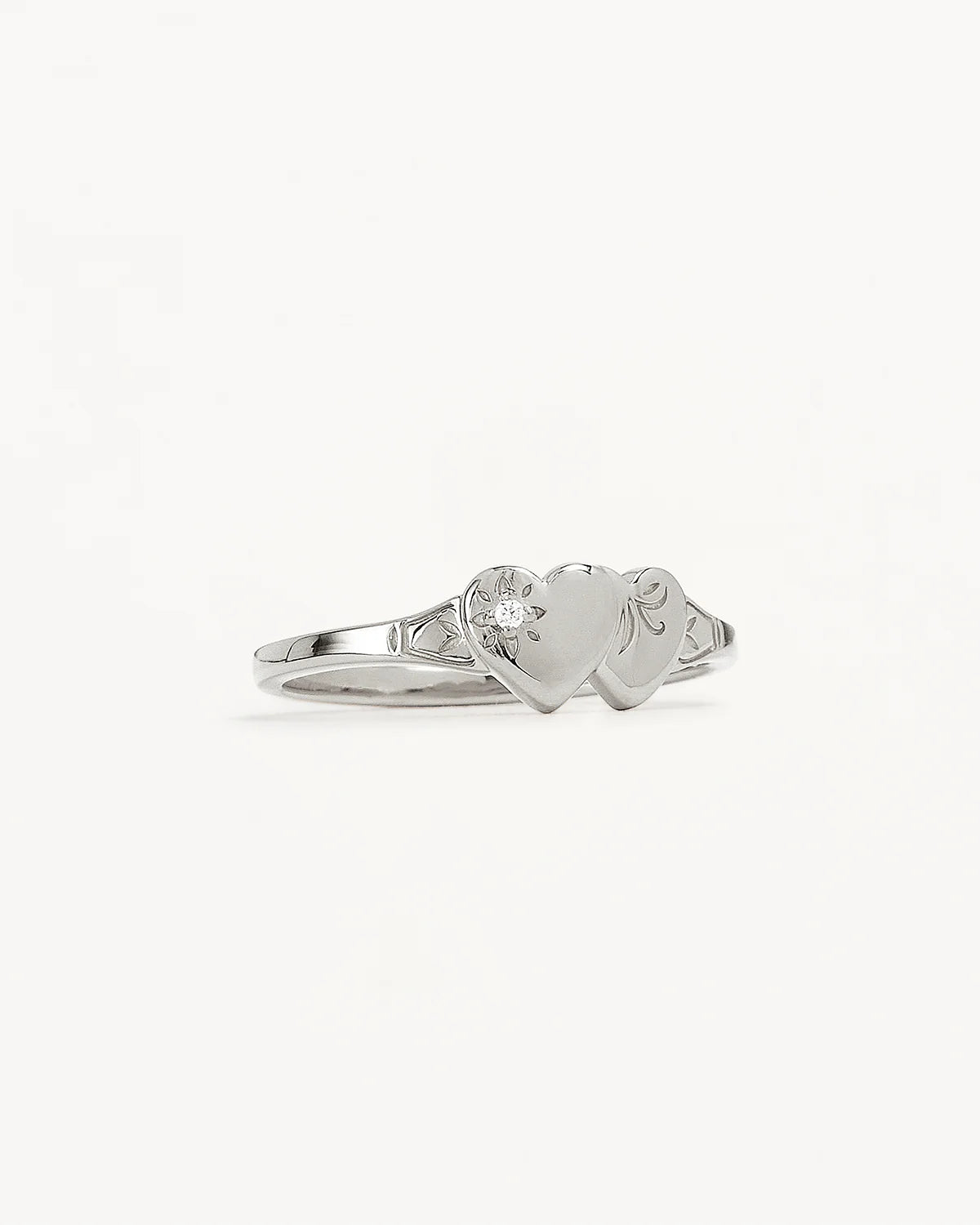 By Charlotte | Forever Intertwined Heart Signet Ring - Silver