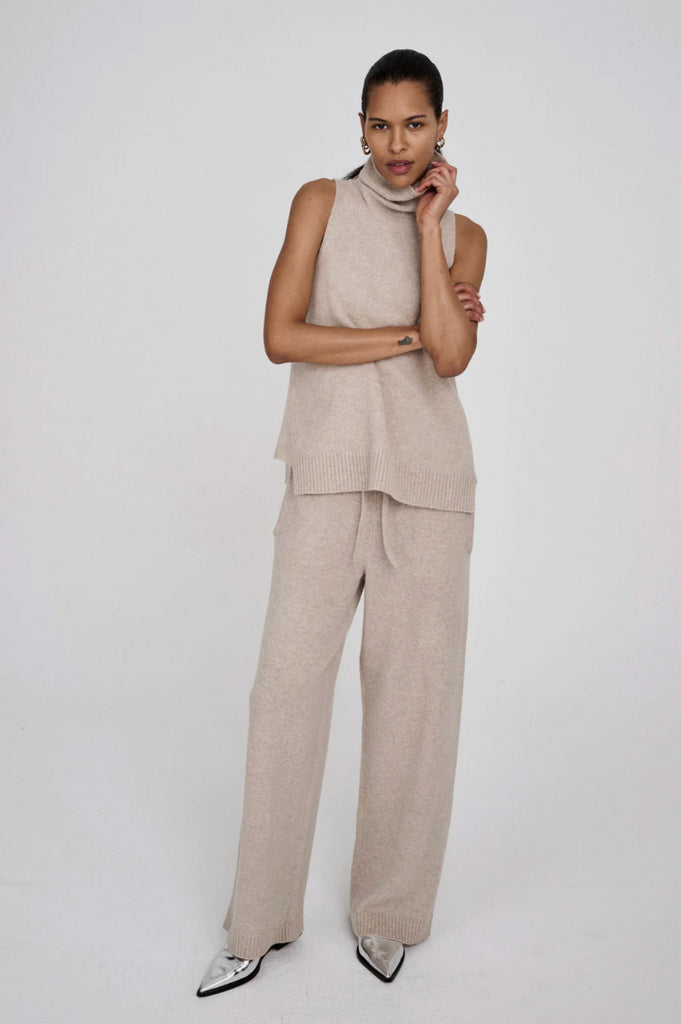 Rabens Saloner | Diara Pure Wool Funnel top - Oatmeal