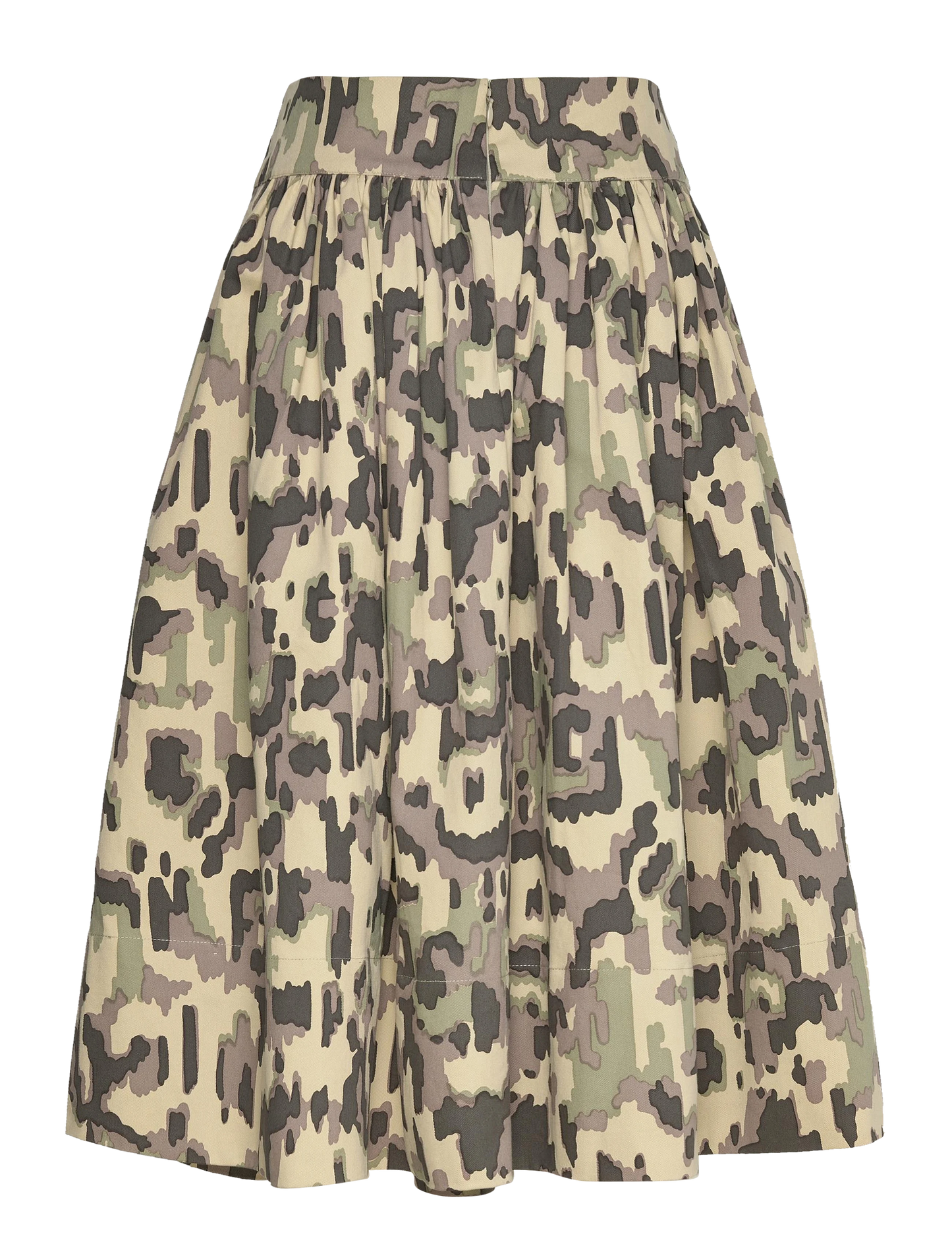 Rabens Saloner | Silke Cyber Drill Full Skirt - Olive Combo