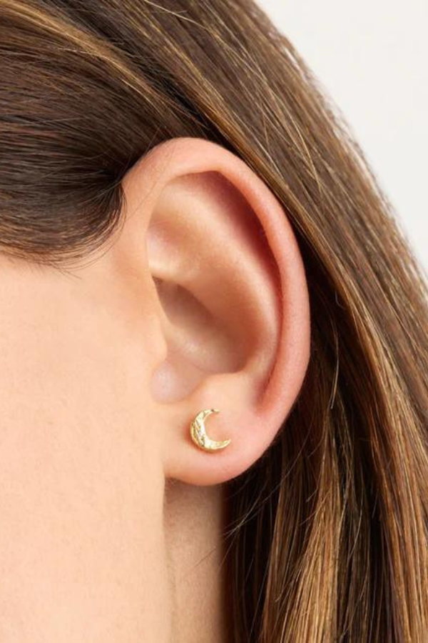 By Charlotte | Waning Crescent Stud Earrings - Gold