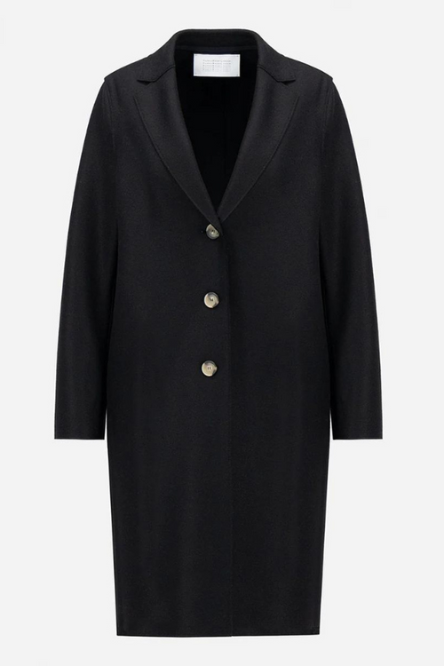 Harris Wharf | Light Pressed Wool Overcoat - Black
