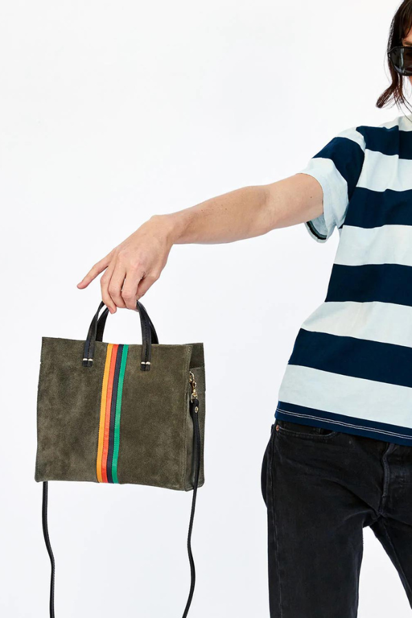 Clare V | Petit Simple Tote - Suede Army Stripe