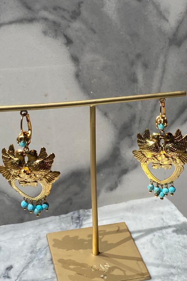 Gas Bijoux | Oaxaca Pampille Earrings - Gold/Blue
