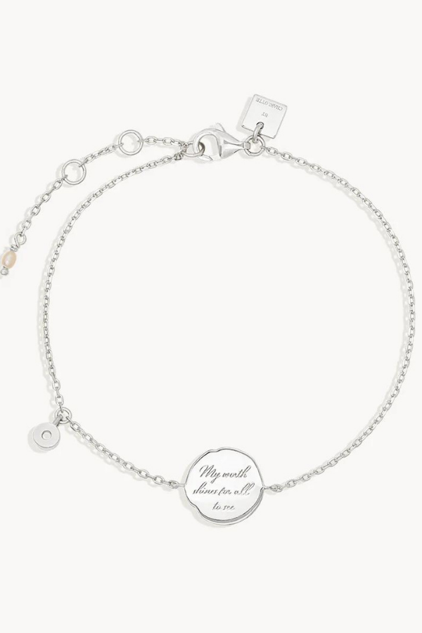 By Charlotte | I Am Light And Love Rose Quartz Bracelet - Silver