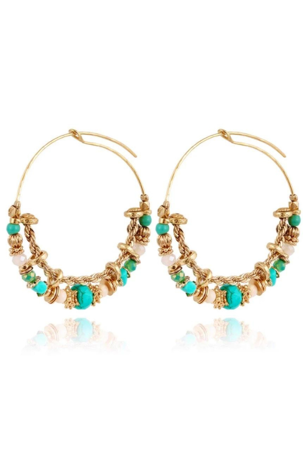 Gas Bijoux | Comedia Serti Hoop Earrings - Gold/Blue