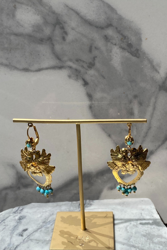 Gas Bijoux | Oaxaca Pampille Earrings - Gold/Blue