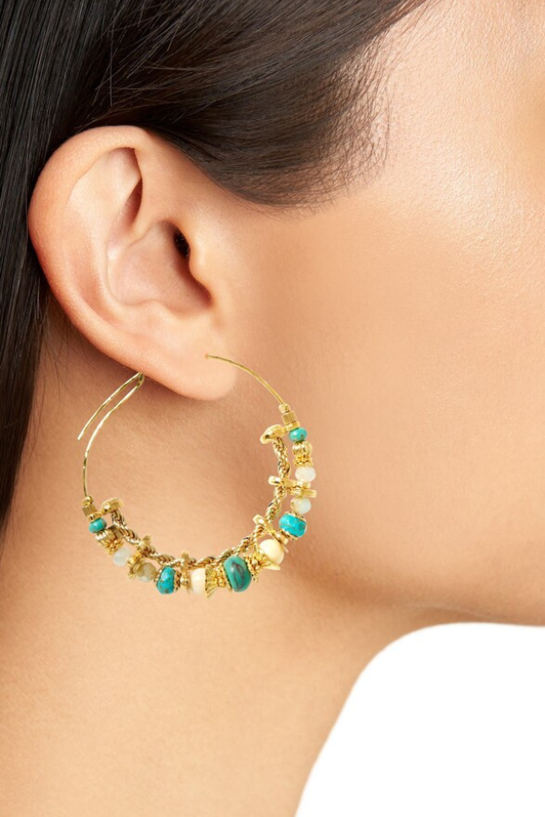 Gas Bijoux | Comedia Serti Hoop Earrings - Gold/Blue