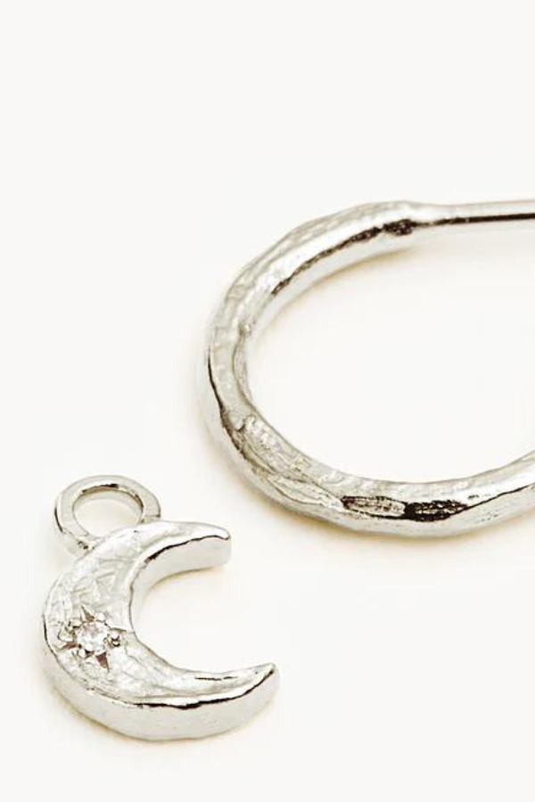 By Charlotte | Waning Crescent Hoops - Silver