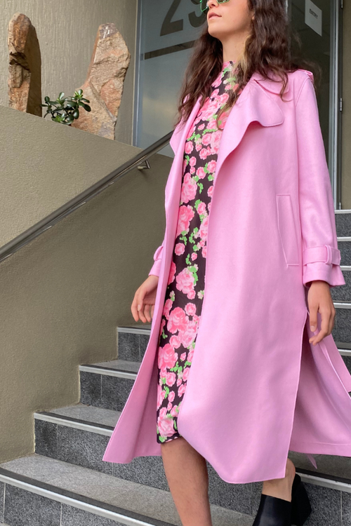 Harris Wharf | Double Vented Trench Coat - Pink