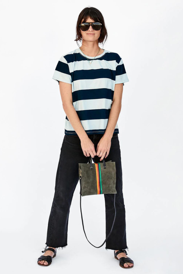 Clare V | Petit Simple Tote - Suede Army Stripe