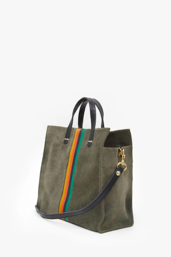 Clare V | Petit Simple Tote - Suede Army Stripe