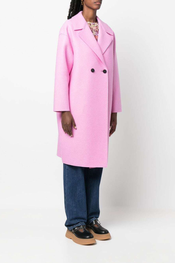 Harris Wharf | Light Pressed Wool Double Breasted Overcoat - Pink