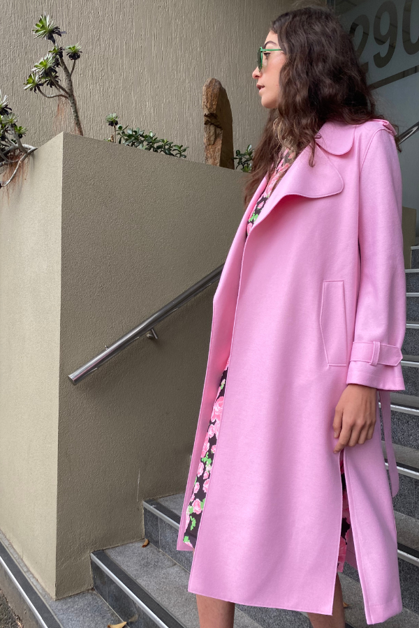 Harris Wharf | Double Vented Trench Coat - Pink