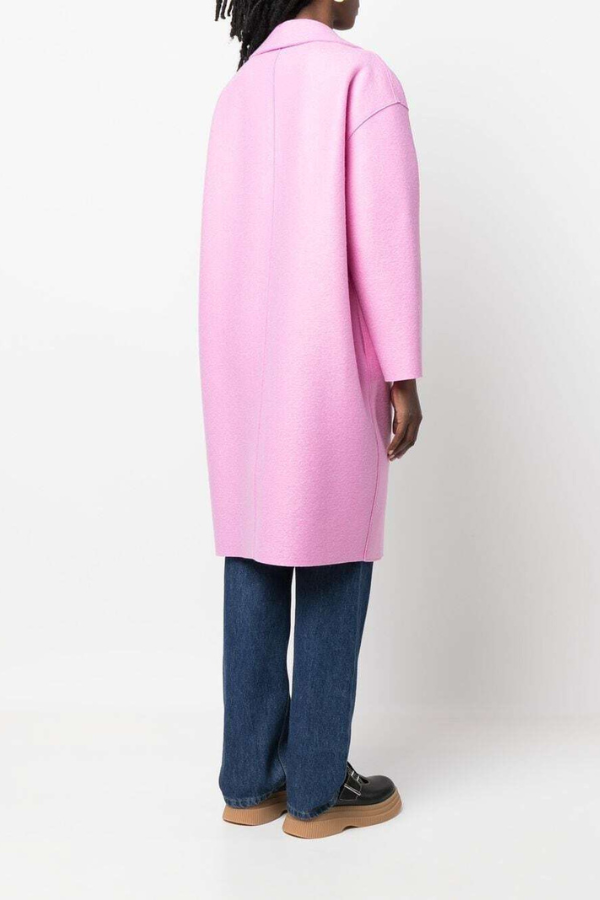 Harris Wharf | Light Pressed Wool Double Breasted Overcoat - Pink