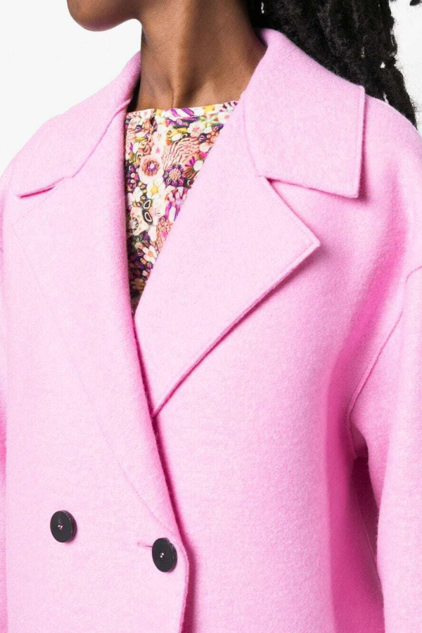 Harris Wharf | Light Pressed Wool Double Breasted Overcoat - Pink