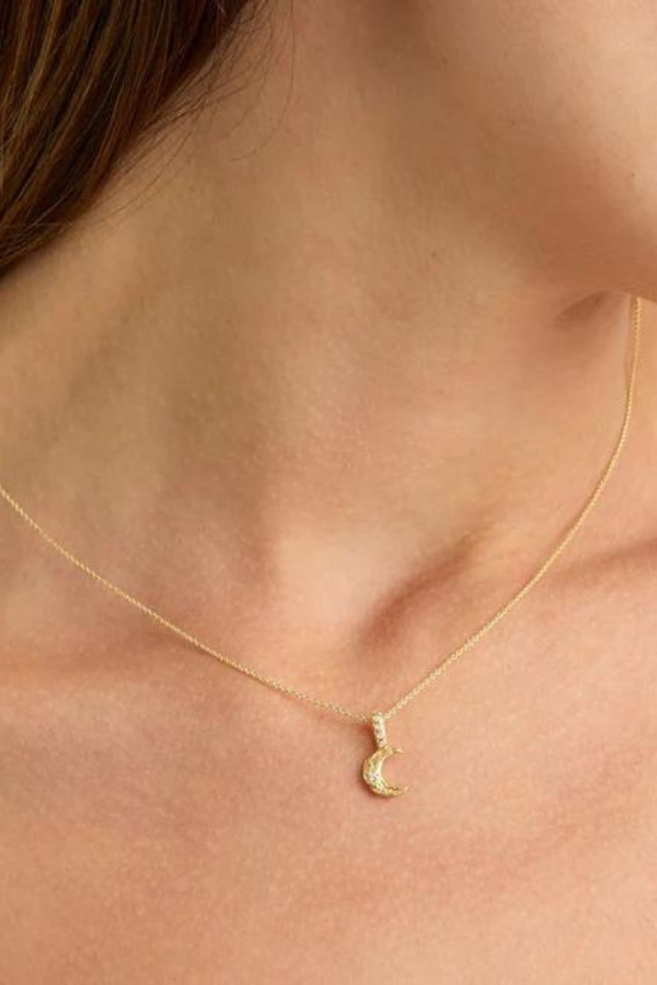 By Charlotte | Waning Crescent Pendant - Gold